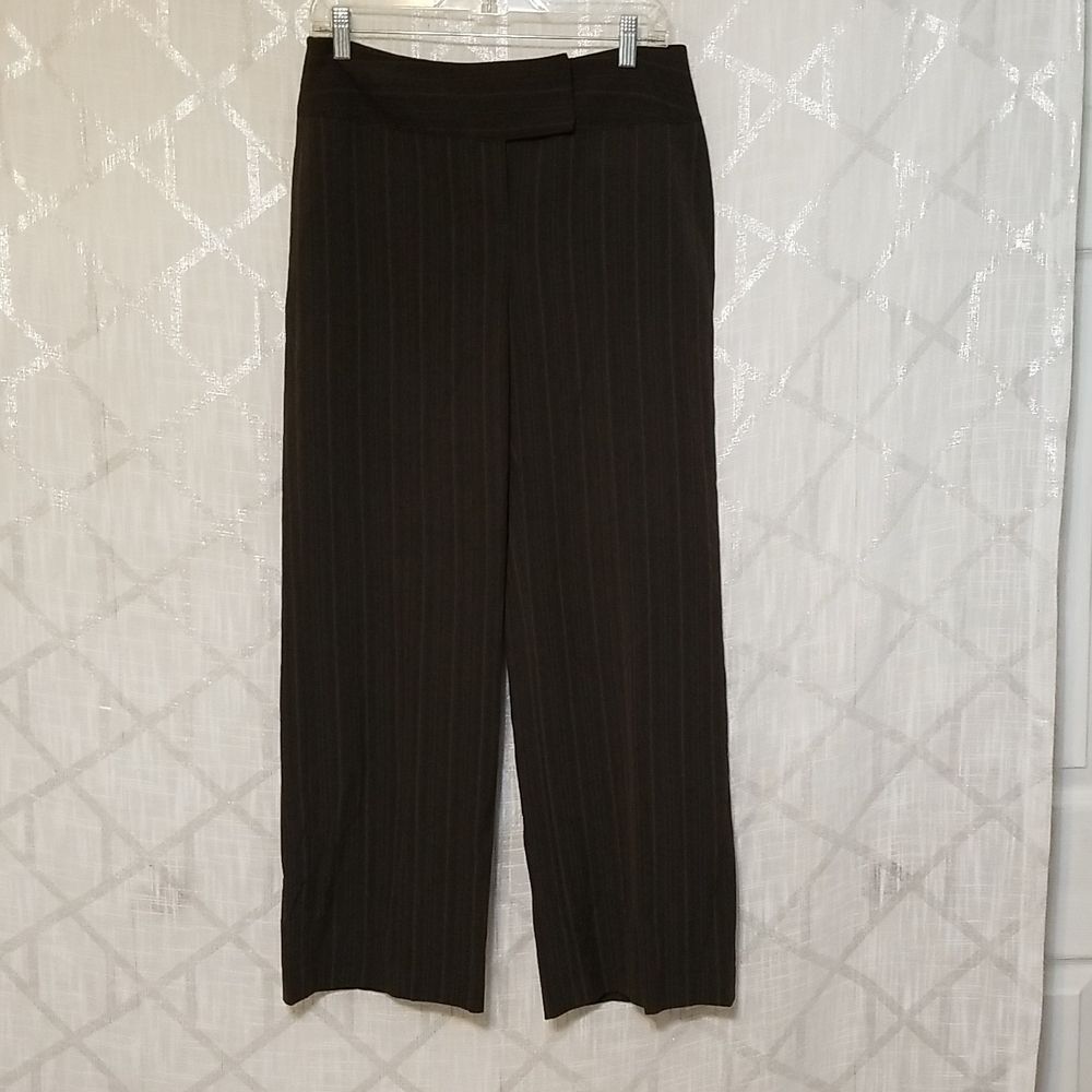Style & Co Wide Leg Pants Size 8 Petite Brown Striped Business Casual New